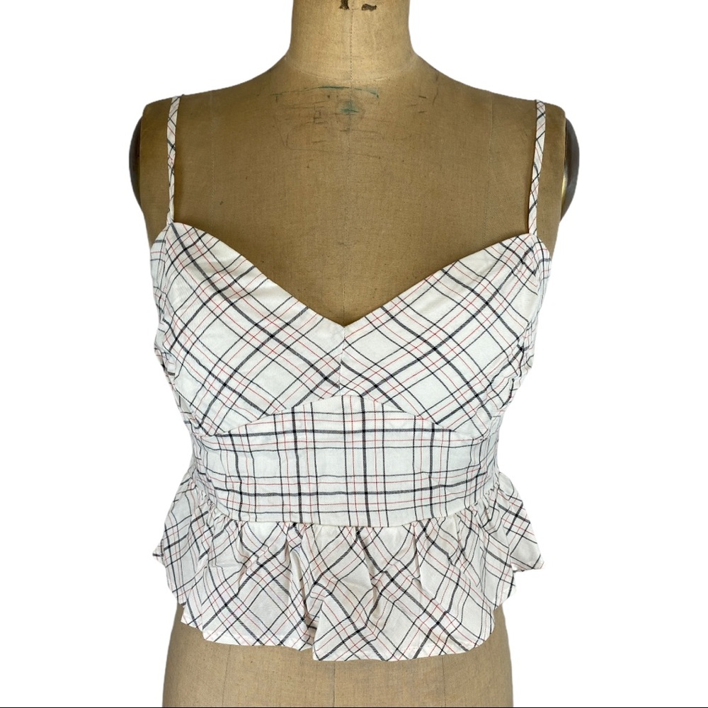 Dynamite Plaid Peplum Bustier Tank Top Size M